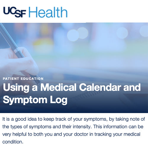 UCSF Health | Using a Medical Calendar and Symptom Log